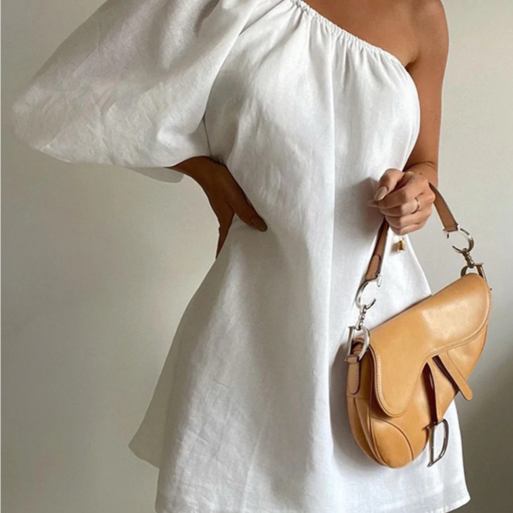Cotton White One-Shoulder Dress